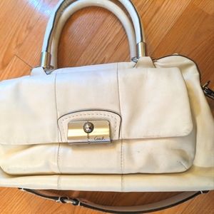 Coach White Leather Handbag, barely used